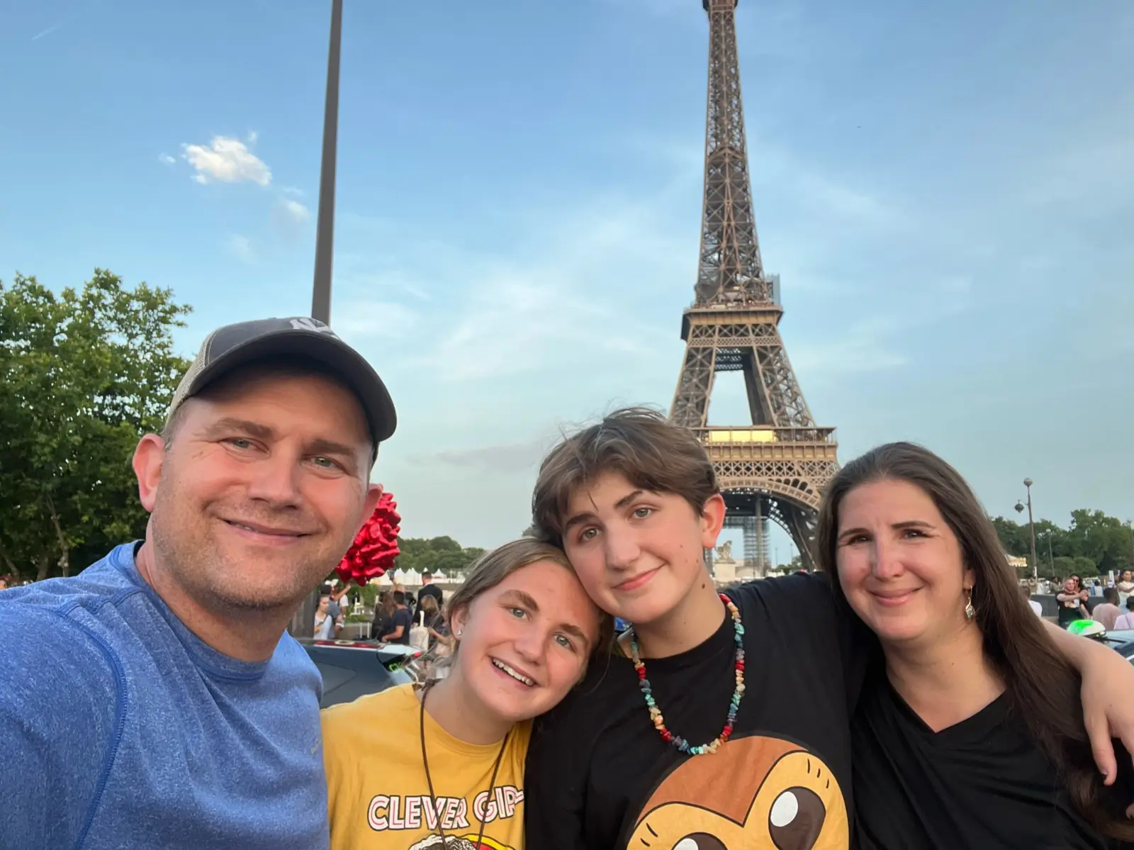 Josh Eagan with his wife Andrea and their two children in Paris